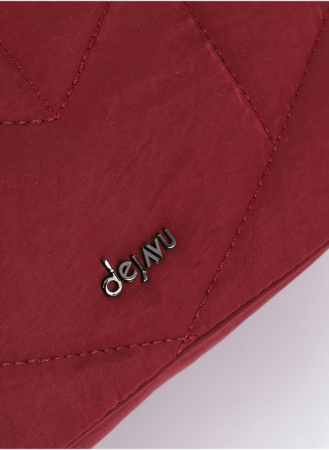 DejaVu Burgundy Quilted Pattern Cross Body Bag  - Image 4