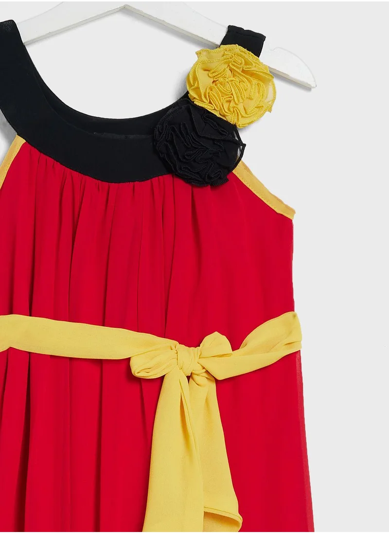 Little Golden Apple Kids Little Tie Waist Belted Dress