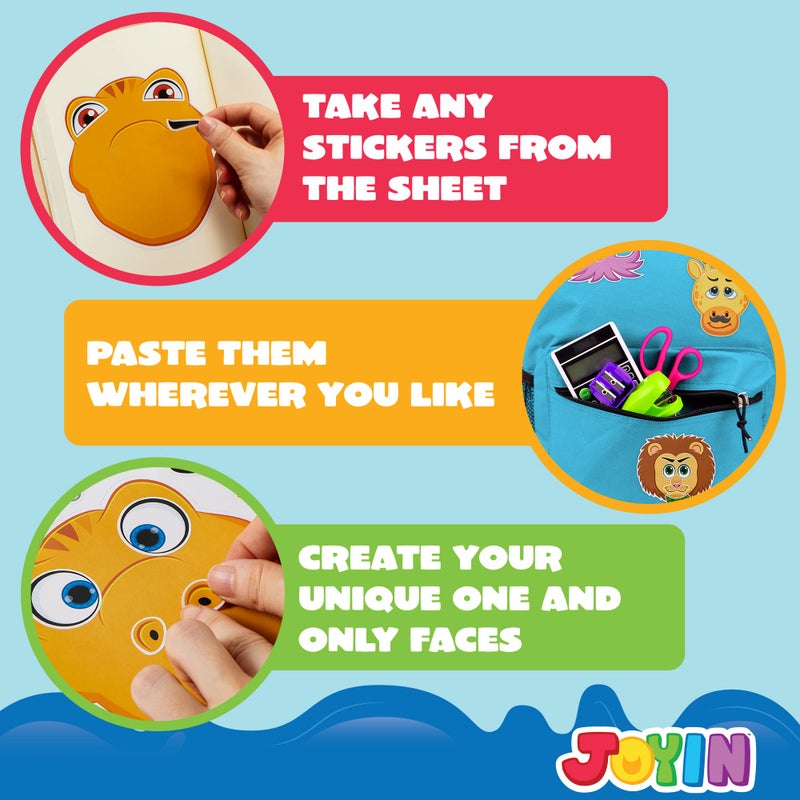 JOYIN 90 PCS 9.8â€x6.7 Make-a-face Sticker Sheets Make Your Own Animal Mix and Match Sticker Sheets with Safaris, Sea and Fantasy Animals Kids Party Favor Supplies Craft - Image 3