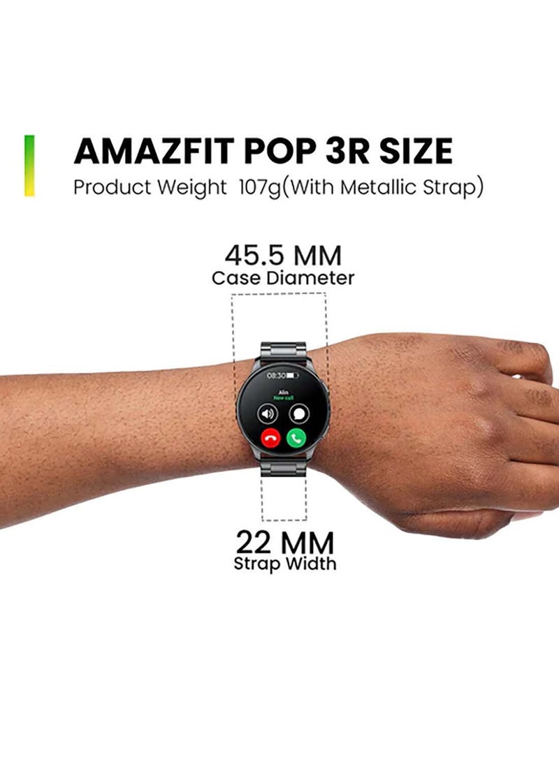 أمازفيت ساعة Pop 3R الذكية بشاشة AMOLED مقاس 1.43 بوصة (3.6 سم) ومكالمات BT ومساعدة صوتية بتقنية الذكاء الاصطناعي أسود - Image 4