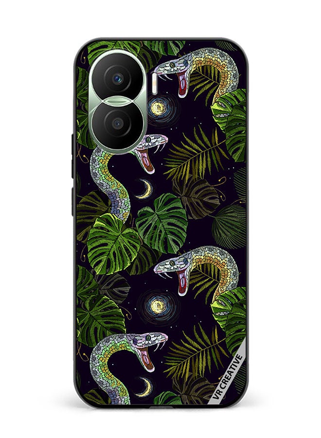 VR CREATIVE Protective Case Cover For Honor Play7T Pro Embroidery Snakes, Night Sky And Tropical Palm Leaves Design Multicolour - Image 1