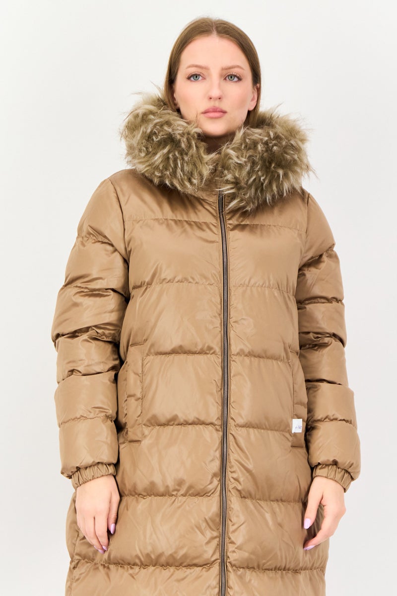 GEOX Women Plain Puffer Jacket, Tan - Image 2