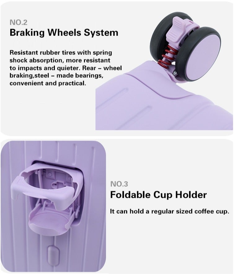 LIGHTGO 7610 22“+29” 2pcs set luggage ，purple color suitcase ，PC Suitcase， Trunk Style case， check in luggage with TSA travel case - Image 3