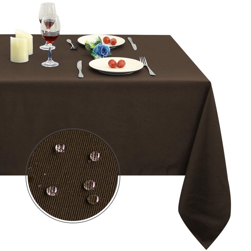 Obstal Obstal 210GSM Rectangle Table Cloth  Heavy Duty Water Resistance Microfiber Tablecloth Decorative Fabric Table Cover for Outdoor and Indoor Use Chocolate 60 x 102 Inch 