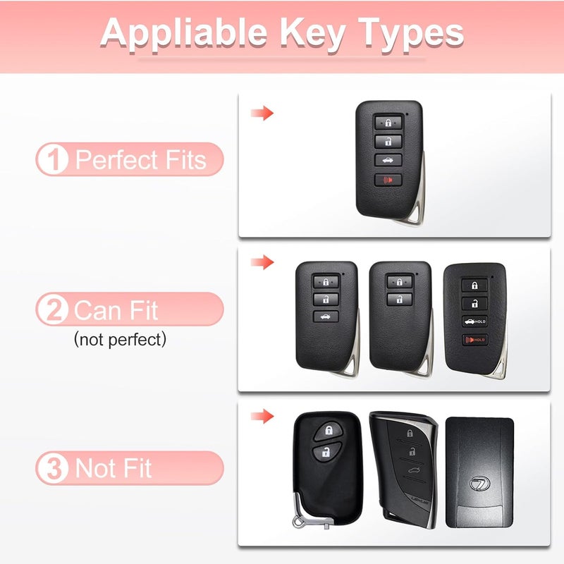 Pangpai Pink Key Fob Cover for Lexus, Soft TPU Key Case Protection with Bling Keychain Fit for Lexus RX ES GS LS NX RS GX LX RC LC Smart Key - Image 2