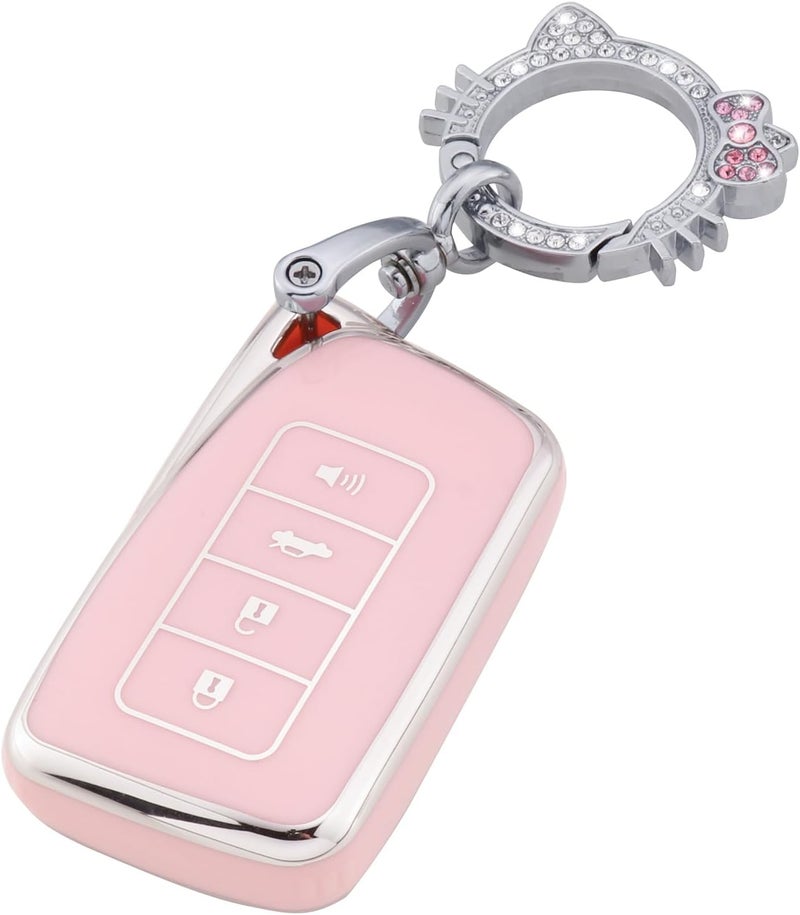Pangpai Pink Key Fob Cover for Lexus, Soft TPU Key Case Protection with Bling Keychain Fit for Lexus RX ES GS LS NX RS GX LX RC LC Smart Key - Image 1