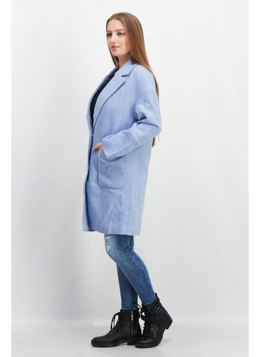 Women Stripe Long Sleeve Trench Coat Jacket, Blue - pzsku/Z2BD9CB1074E6491CBBB7Z/45/_/1739801645/2c672f4e-88c1-4ec4-a508-2b74072998cf