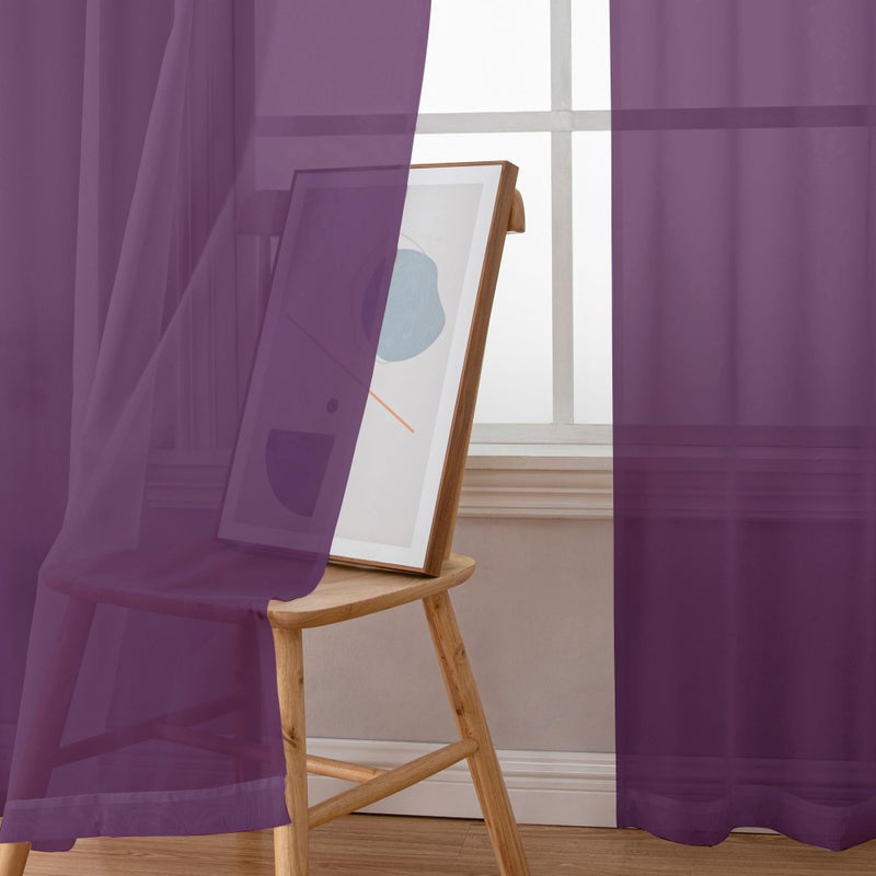 OWENIE Plum Sheer Curtains, Sheer Curtains 84 Inches Long 2 Panels Set, Rod Pocket Voile Fimly Sheer Drapes for Living Room Bedroom, 2pcs, Plum, Each 42" W x 84" L - Image 3