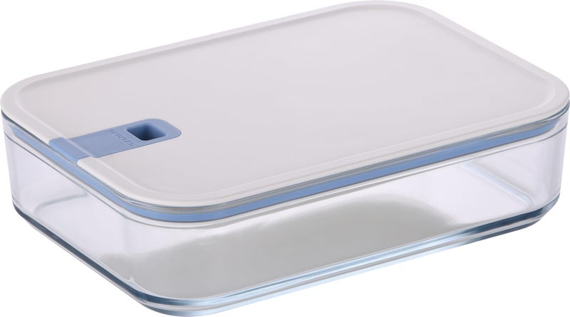 Neoflam Perfect Seal Glass Food Storage Containers Airtight Easy to Open Durable Heat Resistant Glass 2300 ml Rectangle - Image 1