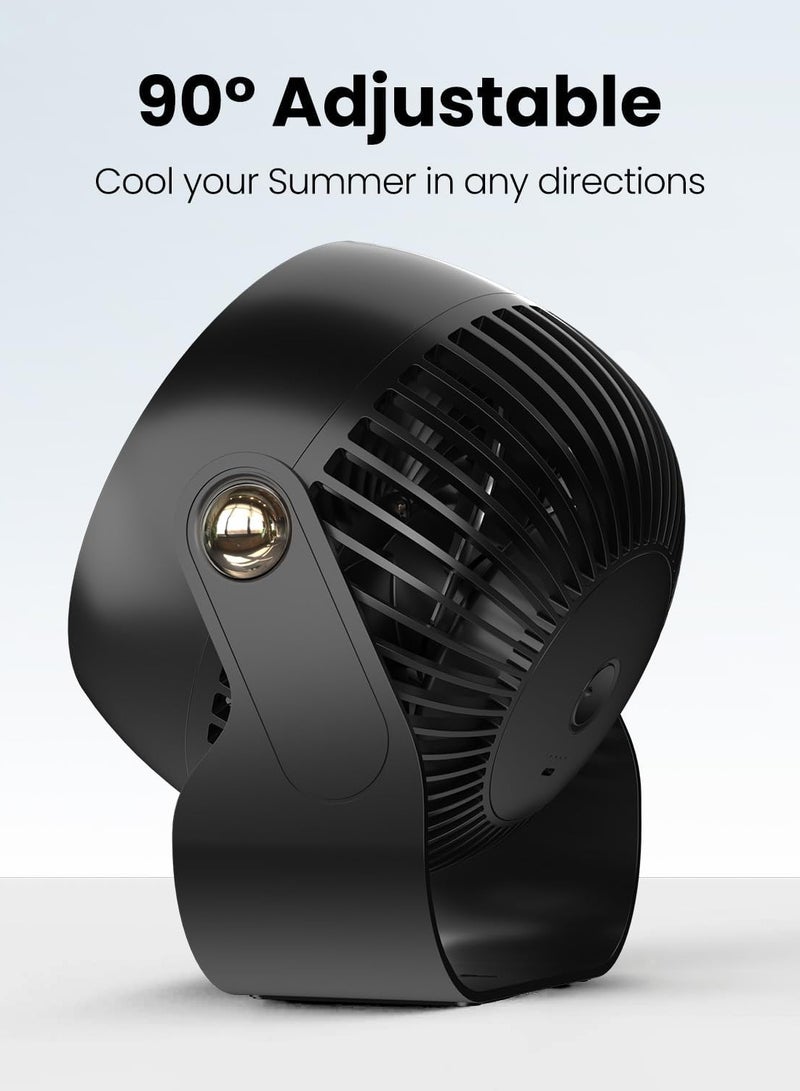 كيلا مروحة مكتب، مروحة تدوير هواء هادئة مقاس 6 بوصات، 3 سرعات مع تدفق هواء قوي، مروحة محمولة تدور 90 درجة لغرفة النوم والمنزل والمكتب والسفر - Image 3
