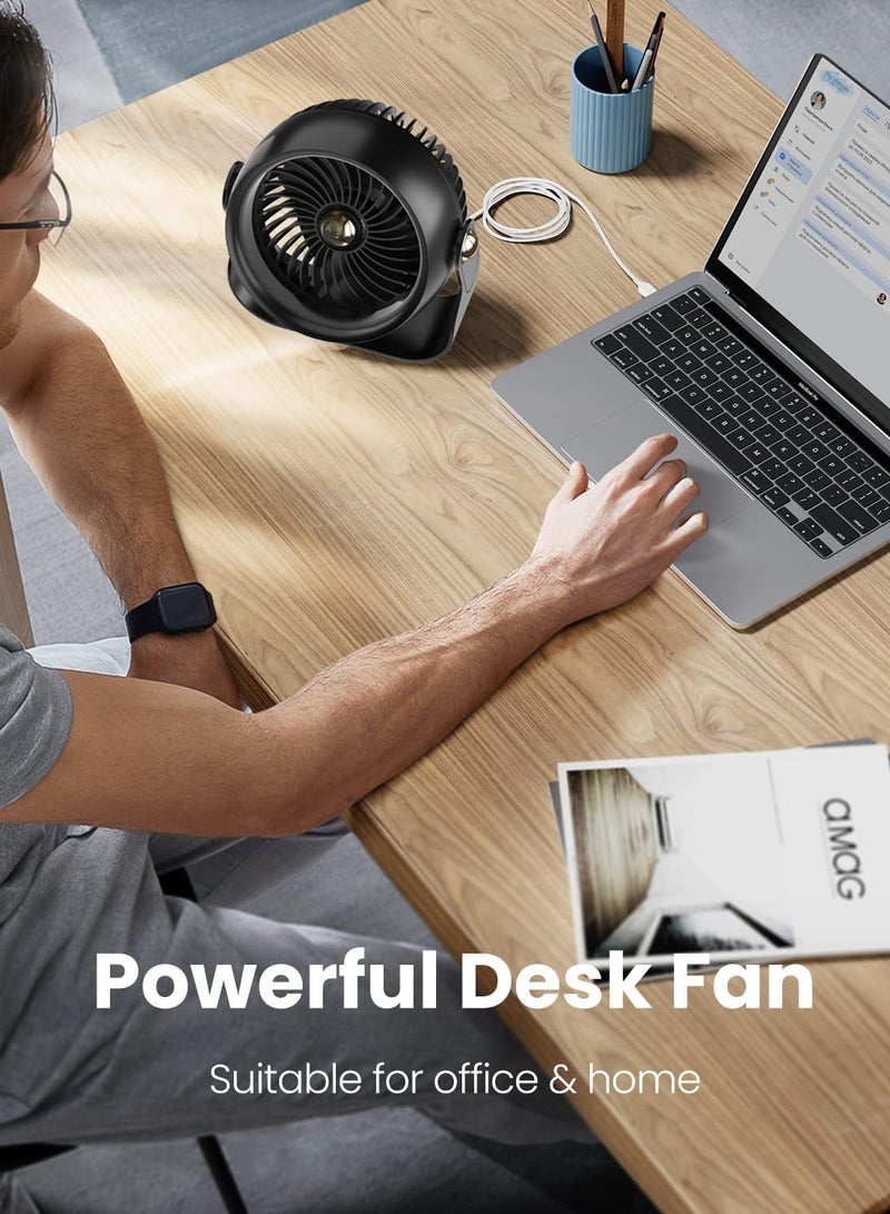 كيلا مروحة مكتب، مروحة تدوير هواء هادئة مقاس 6 بوصات، 3 سرعات مع تدفق هواء قوي، مروحة محمولة تدور 90 درجة لغرفة النوم والمنزل والمكتب والسفر - Image 5