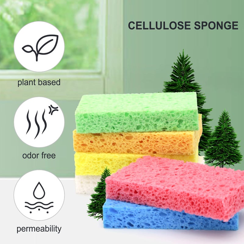 ARCLIBER Cellulose Sponges,Heavy Duty Scrub Kitchen Sponge,Clean Tough Messes Without Scratching Sponges Kitchen Yellow (6 Pack) - Image 4