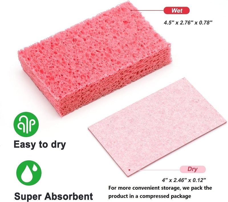 ARCLIBER Cellulose Sponges,Heavy Duty Scrub Kitchen Sponge,Clean Tough Messes Without Scratching Sponges Kitchen Yellow (6 Pack) - Image 3