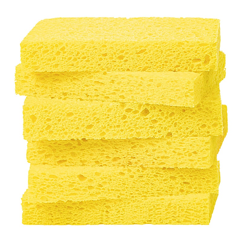 ARCLIBER Cellulose Sponges,Heavy Duty Scrub Kitchen Sponge,Clean Tough Messes Without Scratching Sponges Kitchen Yellow (6 Pack) - Image 1