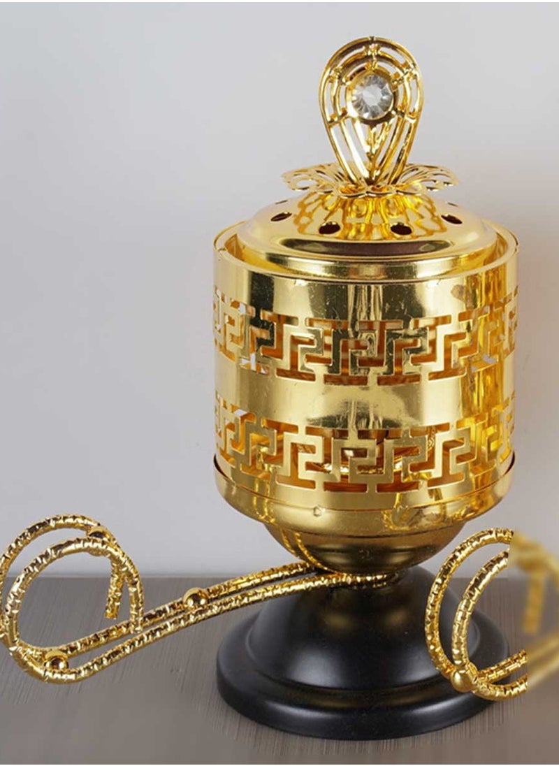 بخور بوسيدين مبخرة عود عربي أنيقة باللون الأسود الذهبي لعطر المنزل والمكتب قطعة واحدة ذهبي أسود  - Image 1