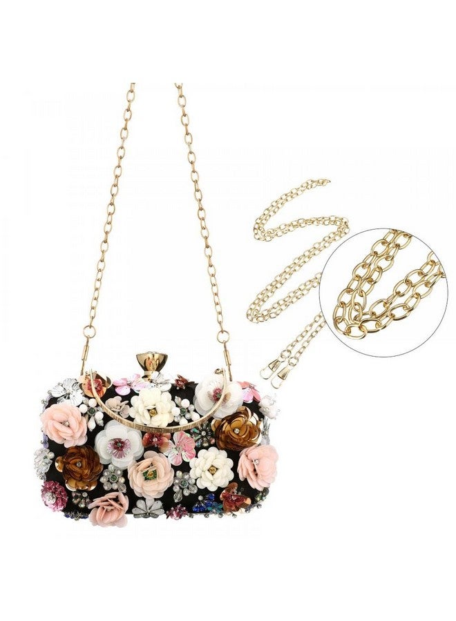 Gets Sequins Floral Handbag Rose Nude Clutch Purses And Handbags For Women Wedding Prom Banquet Party 3D Sequins Evening Handbag (Black1) - Image 2