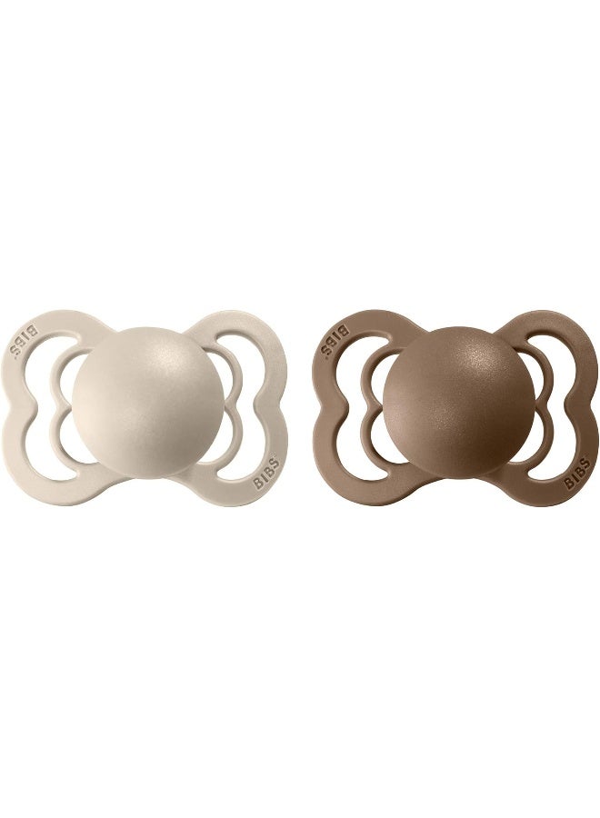 Bibs Pacifier Supreme Latex Size 1 - Baby (0-6M) 2pcs - Vanilla/Dark Oak - Image 2