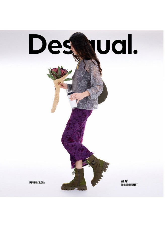 DESIGUAL Autumn/Winter 2025 New Collection Retro Flocking Print Stretch Slim-Fit Sleeveless Dress - Image 5