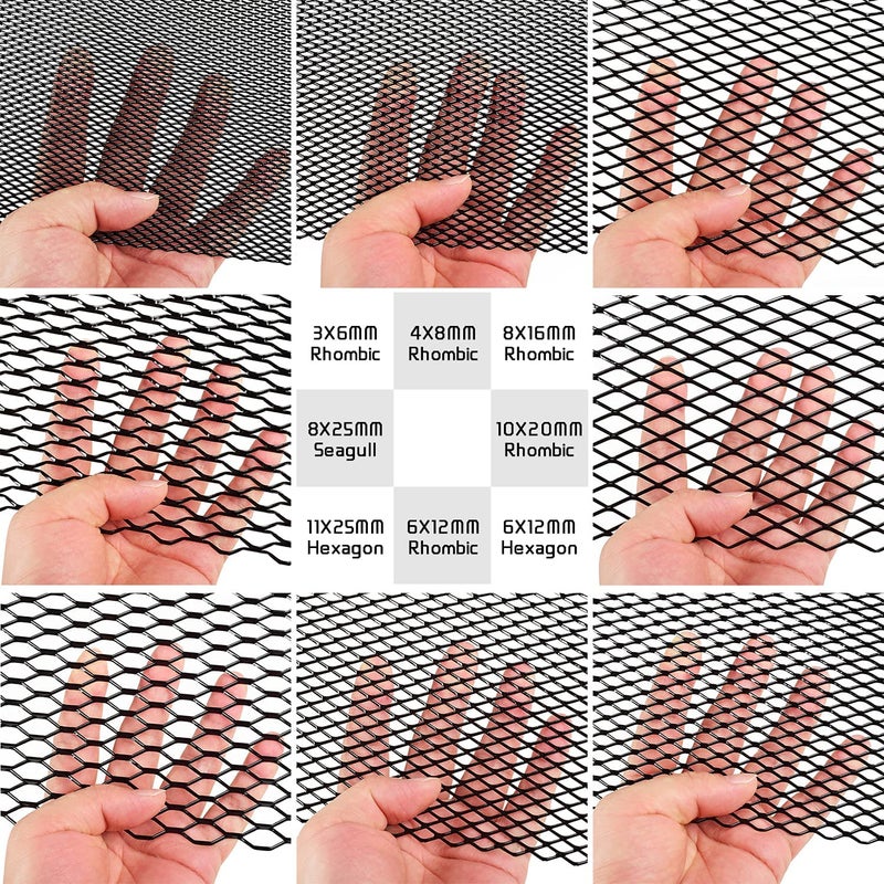 AggAuto 47x16 inches Car Pickup Truck Grill Mesh Spoiler Bumper Vent Aluminum Alloy Automotive Grille Insert Air Intake Racing Rhombic Hole 6x12mm Black - Image 3