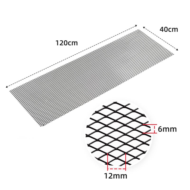 AggAuto 47x16 inches Car Pickup Truck Grill Mesh Spoiler Bumper Vent Aluminum Alloy Automotive Grille Insert Air Intake Racing Rhombic Hole 6x12mm Black - Image 4