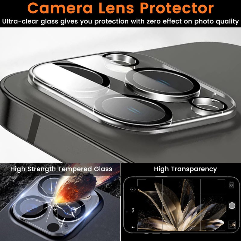 Lesakit 4+4 Pack Privacy Screen Protector for iPhone 15 Pro Max 6.7-Inch with 4 Pack Camera Lens Protector, Anti Spy Tempered Glass Film 9H Hardness Case Friendly - Image 5