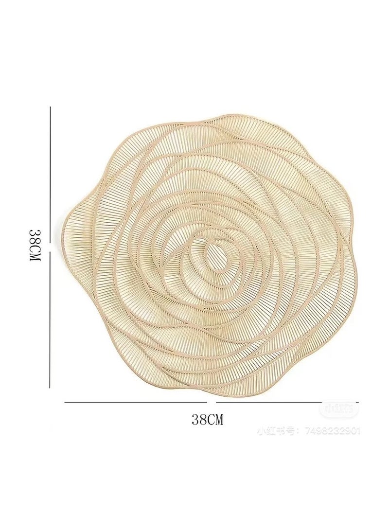 Rose Pairs Set of 4 pieces Gold Metallic Placemats, Plastic Dinning Table Place Mats Decoration - Image 2