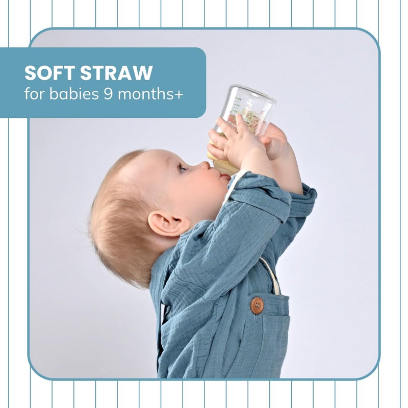 Botabee Straw Transition Cup Kit for Comotomo Baby Bottles | Conversion Kit Fits 5 Ounce and 8 Ounce Bottles | Soft, Silicone Straw Top Bottle Nipple & Weighted Straw to Help Baby Transition | 2 Pack (Green) - Image 5