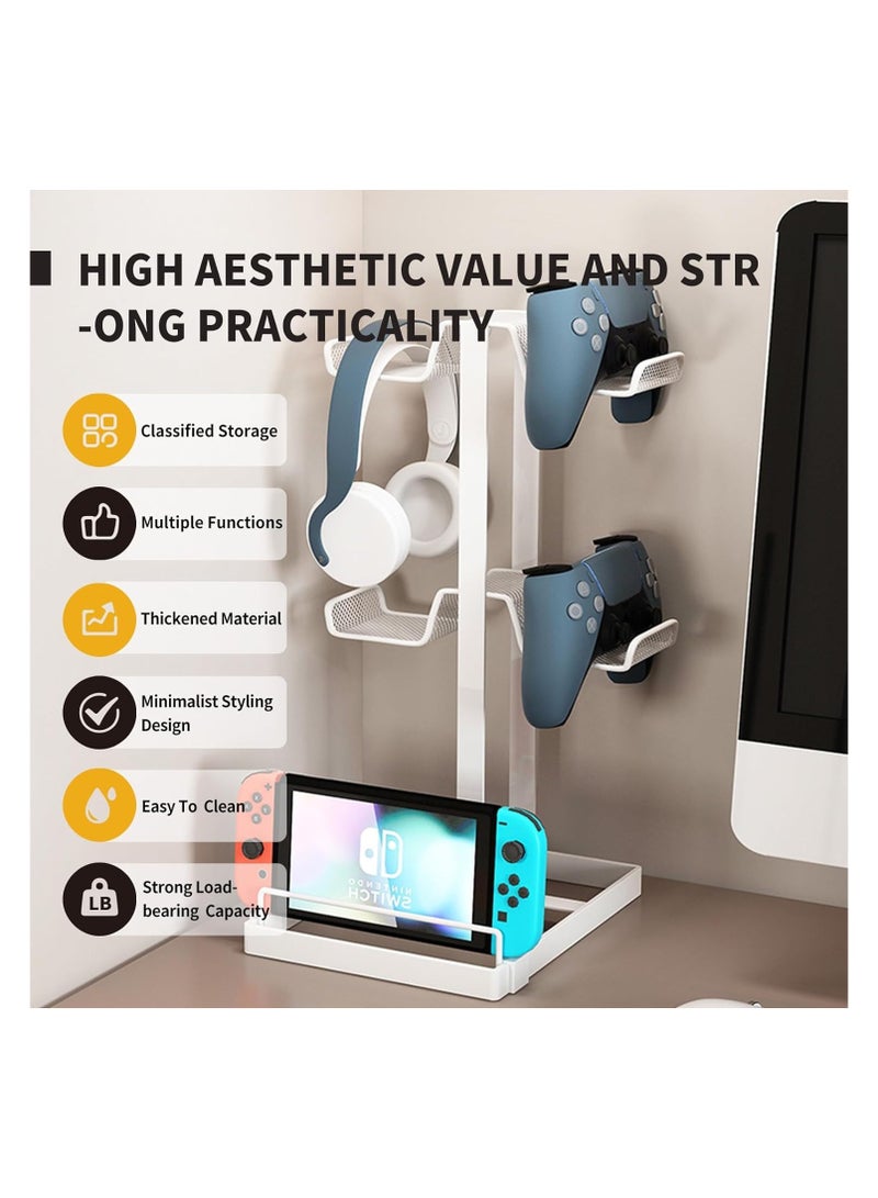 Universal  3 Tier Controller Stand with Headset Holder, Carbon Steel Stand for PS5 Pro / PS5 Slim Xbox / Switch / PS4 / PS5 / PC / iPad / Mobile Phone, Controller Stand Bracket Gaming Accessories - Image 3