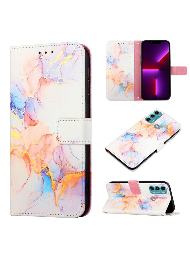 S-TOP Case For Motorola Moto G40 / G60 PT003 Marble Pattern Flip Leather Phone Case - Image 1