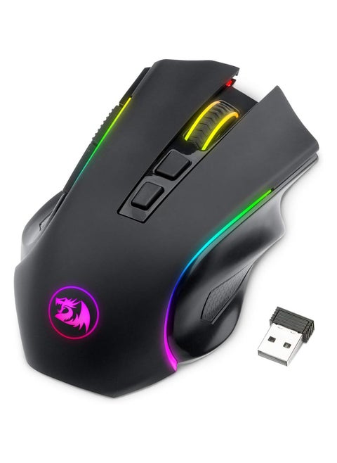 Redragon M602 Griffin RGB Gaming Mouse, RGB Spectrum Backlit Ergonomic Mouse with 7 Programmable Backlight Modes up to 7200 DPI for Windows PC Gamers (Black, Wireless)