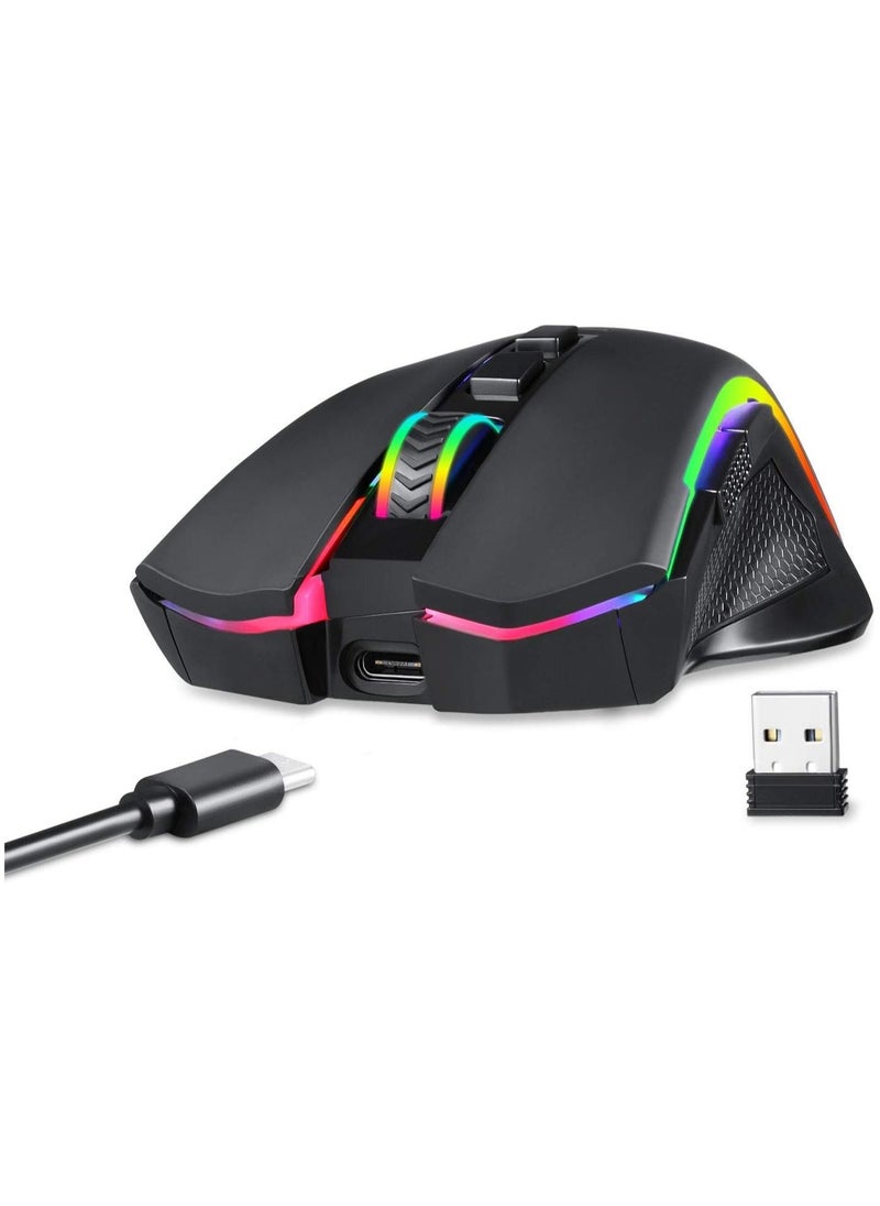 REDRAGON - Redragon M602 Griffin RGB Gaming Mouse, RGB Spectrum Backlit Ergonomic Mouse with 7 Programmable Backlight Modes up to 7200 DPI for Windows PC Gamers (Black, Wireless) - Image 1