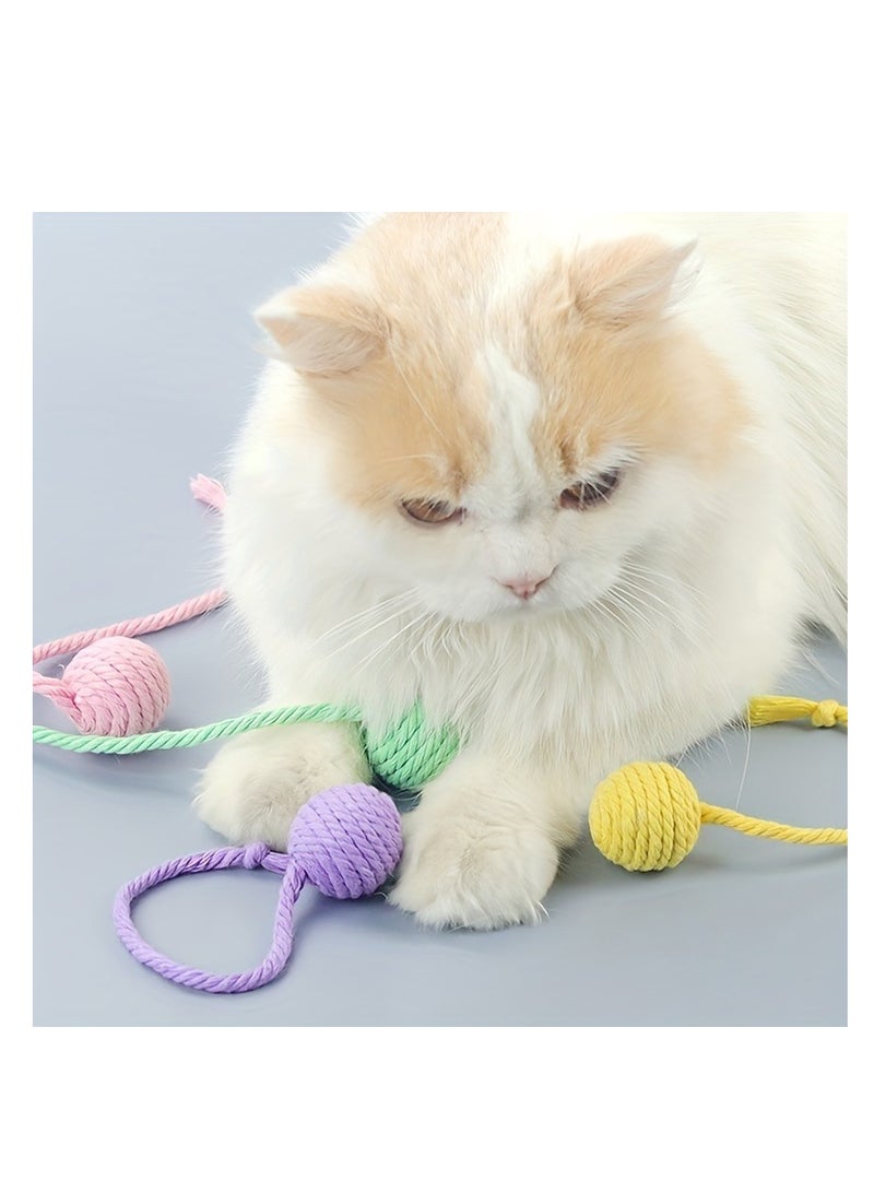 4pcs Cat Toy Balls With Ropes, With Bell Built-in Rolling Balls And Make Sounds For Kittens To Play With - Image 5