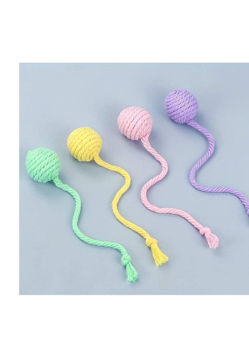 4pcs Cat Toy Balls With Ropes, With Bell Built-in Rolling Balls And Make Sounds For Kittens To Play With - Image 3