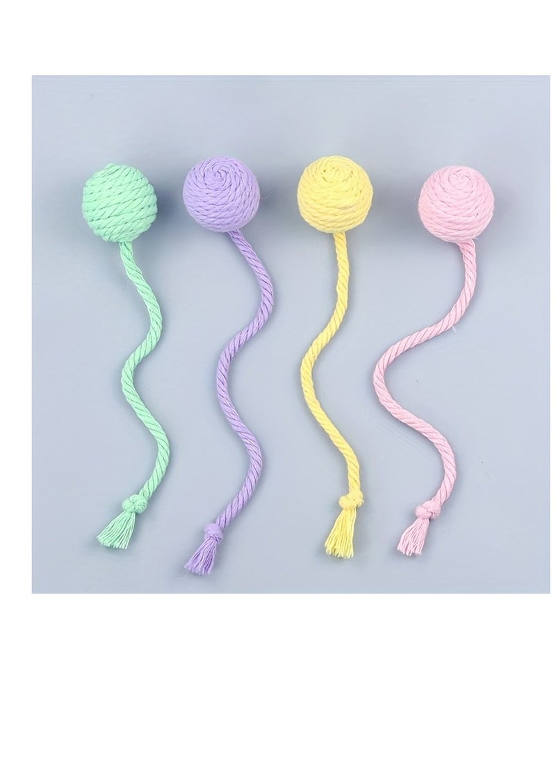 4pcs Cat Toy Balls With Ropes, With Bell Built-in Rolling Balls And Make Sounds For Kittens To Play With - Image 1
