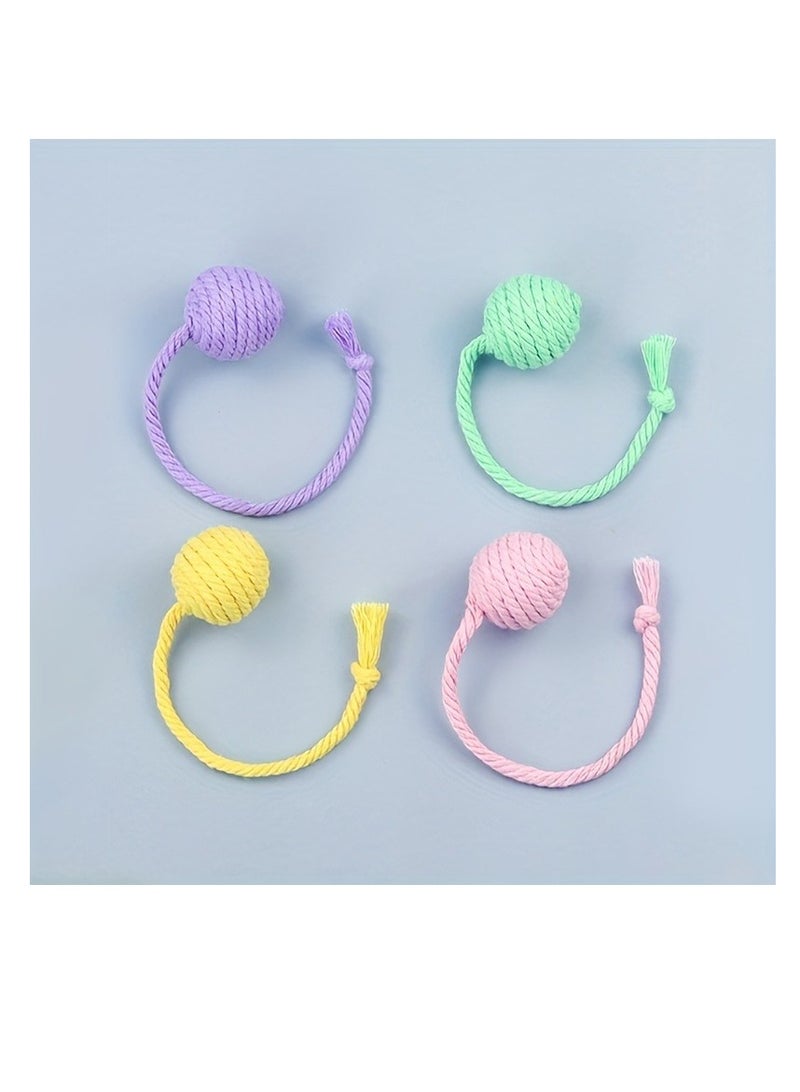 4pcs Cat Toy Balls With Ropes, With Bell Built-in Rolling Balls And Make Sounds For Kittens To Play With - Image 2