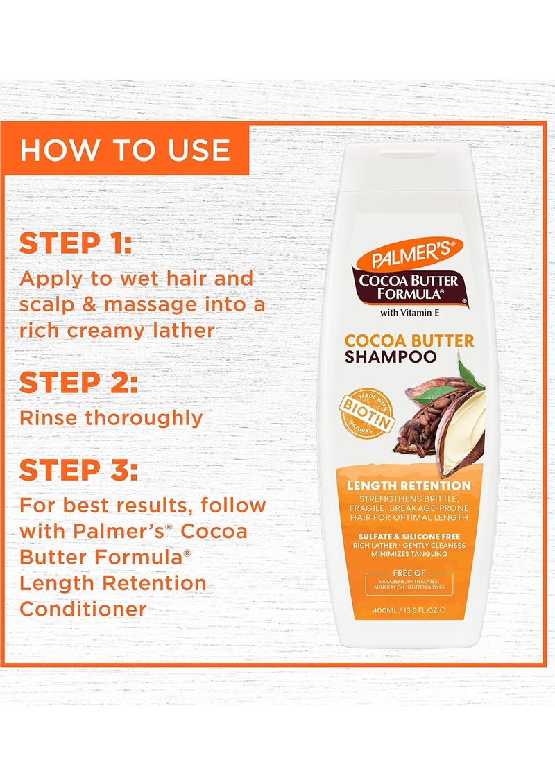 PALMER'S - Palmer's Cocoa Butter Formula Biotin Length Retention Shampoo, 13.5 Fl Oz - Image 1