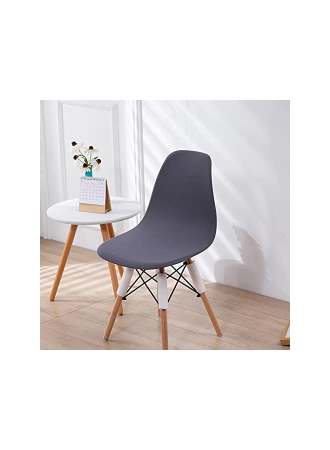 The Bros Shell Chair Cover Mid Century Modern Dining Chair Covers Lounge Armless Chairs Covers for Kitchen,Dining Room,Set of 4,Dark Gray - Image 3