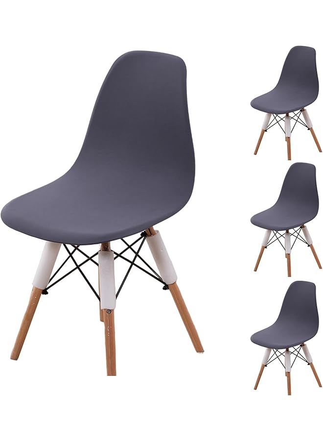 The Bros Shell Chair Cover Mid Century Modern Dining Chair Covers Lounge Armless Chairs Covers for Kitchen,Dining Room,Set of 4,Dark Gray - Image 1