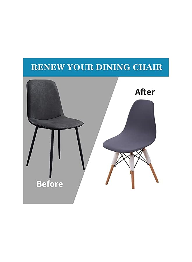 The Bros Shell Chair Cover Mid Century Modern Dining Chair Covers Lounge Armless Chairs Covers for Kitchen,Dining Room,Set of 4,Dark Gray - Image 4