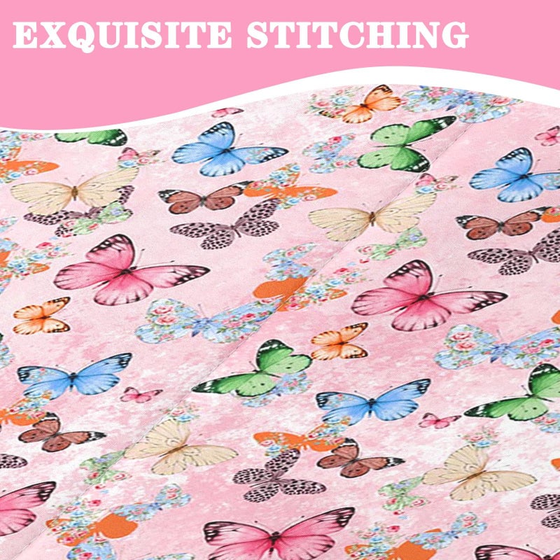 Nesker Zipper Bedding Full Colorful Butterfly Zip Up Bedding Set for Girls and Kids, Cute Butterflies 3 Pcs Comforter Bed in a Bag with Fitted Sheet and 2 Pcs Pillowcases - Image 5