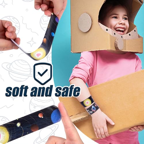 MCPINKY Slap Bracelets, 48PCS Kids Slap Wristbands with UFO Astronaut Space Stars Pattern Snap Bracelets for Party Favor New Year Gifts School Classroom Prize Exchange - Image 4