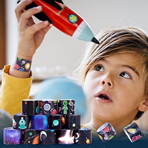 MCPINKY Slap Bracelets, 48PCS Kids Slap Wristbands with UFO Astronaut Space Stars Pattern Snap Bracelets for Party Favor New Year Gifts School Classroom Prize Exchange - Image 5