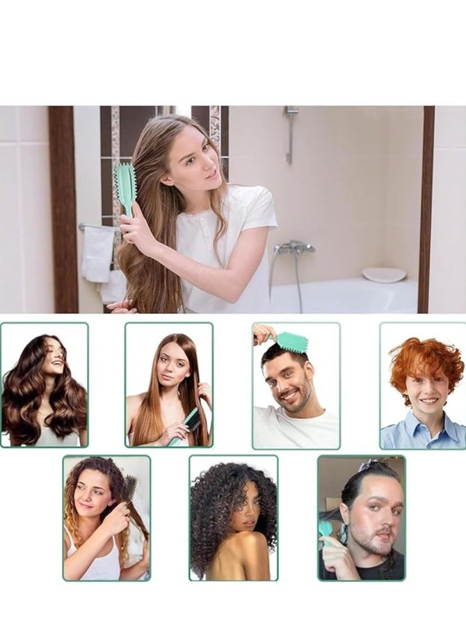 Showday - Curl Defining Brush, Green - Hair Brush for Combing and Shaping Men's and Women's Curls to Reduce Pulling, Nylon Bristles, Oblong, Flexible, Curl Enhancing, Unisex, 1 Count - Image 1