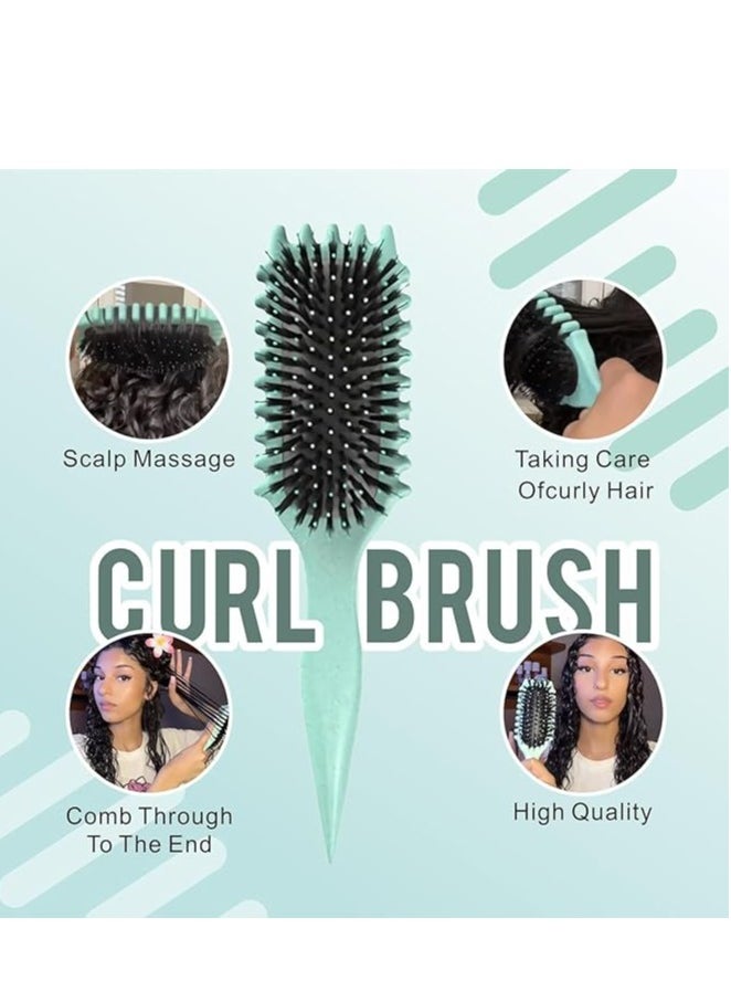 Showday - Curl Defining Brush, Green - Hair Brush for Combing and Shaping Men's and Women's Curls to Reduce Pulling, Nylon Bristles, Oblong, Flexible, Curl Enhancing, Unisex, 1 Count - Image 1