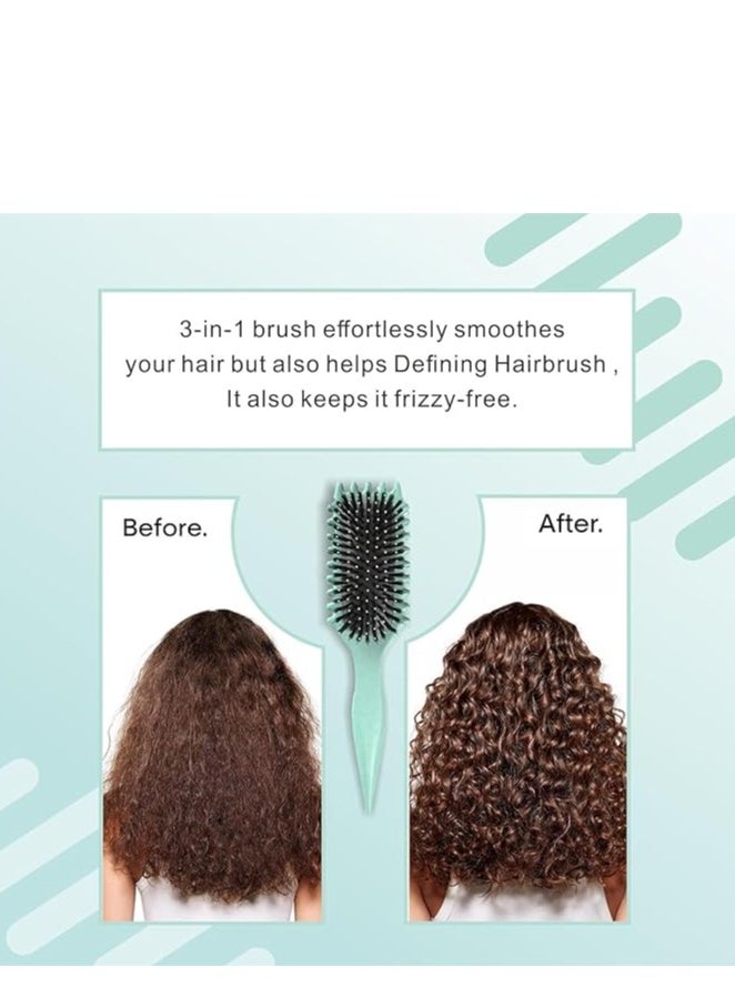 Showday - Curl Defining Brush, Green - Hair Brush for Combing and Shaping Men's and Women's Curls to Reduce Pulling, Nylon Bristles, Oblong, Flexible, Curl Enhancing, Unisex, 1 Count - Image 1