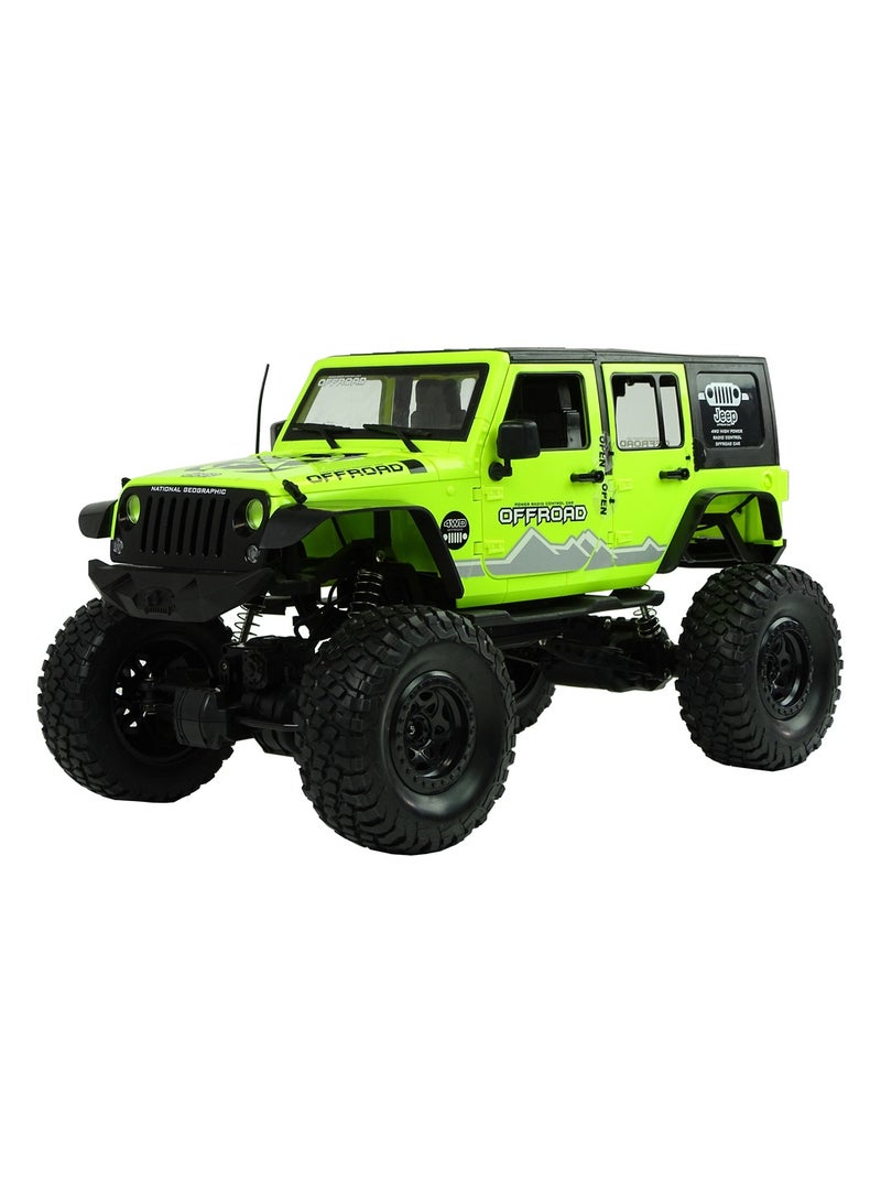 Large 1:8 R/C 4X4 RECHARGEABLE JEEP - Green - Image 1