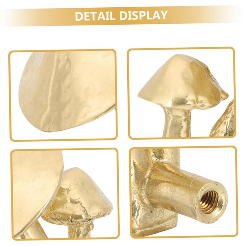 Brass Mushroom Drawer Knobs 2pcs Polished Copper Finish Cabinet Pulls for Wardrobes Dressers - Image 4