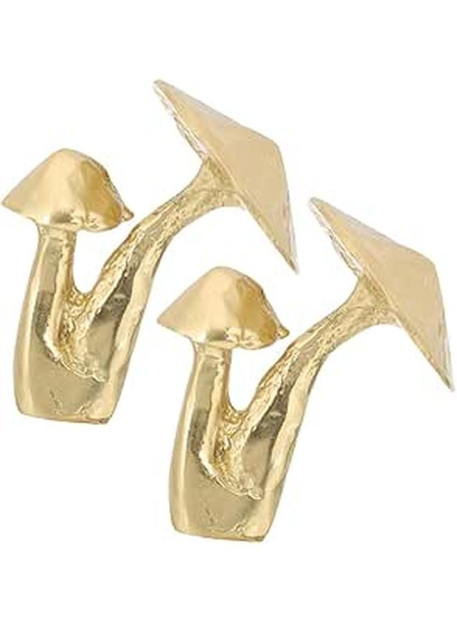 Brass Mushroom Drawer Knobs 2pcs Polished Copper Finish Cabinet Pulls for Wardrobes Dressers - Image 1