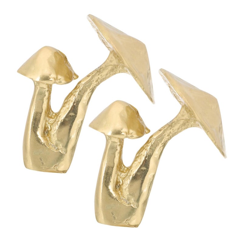 Brass Mushroom Drawer Knobs 2pcs Polished Copper Finish Cabinet Pulls for Wardrobes Dressers - Image 2