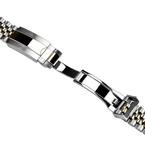 Juntan Screw-in Stainless Steel Watch Band 20mm 22mm for Men Women, Classic Curved End Metal Watch Bands Strap with Oyster Buckle, No Gap Taperd Replacement Bracelet Silver Gold - Image 3
